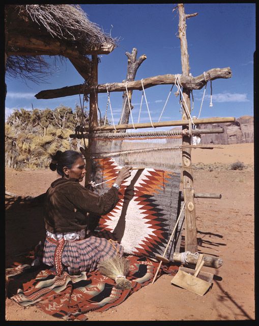 A Navajo weaver